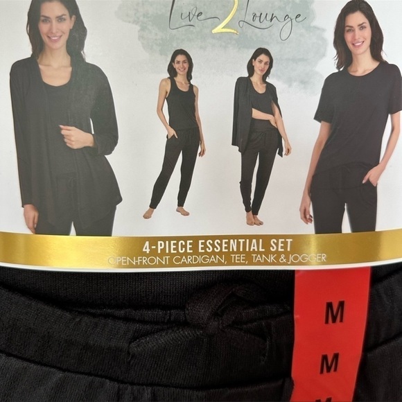 NEW-LIVE 2 Lounge 4 Pc Essential Lounge Set-WrapCardigan,T-Shirt,TankTop,Joggers - Picture 10 of 12